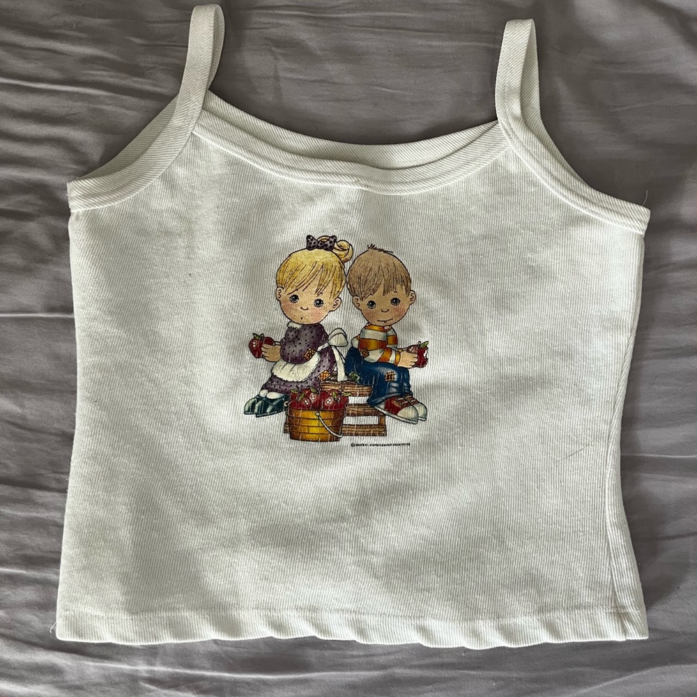 White Tank Top with Cute Print